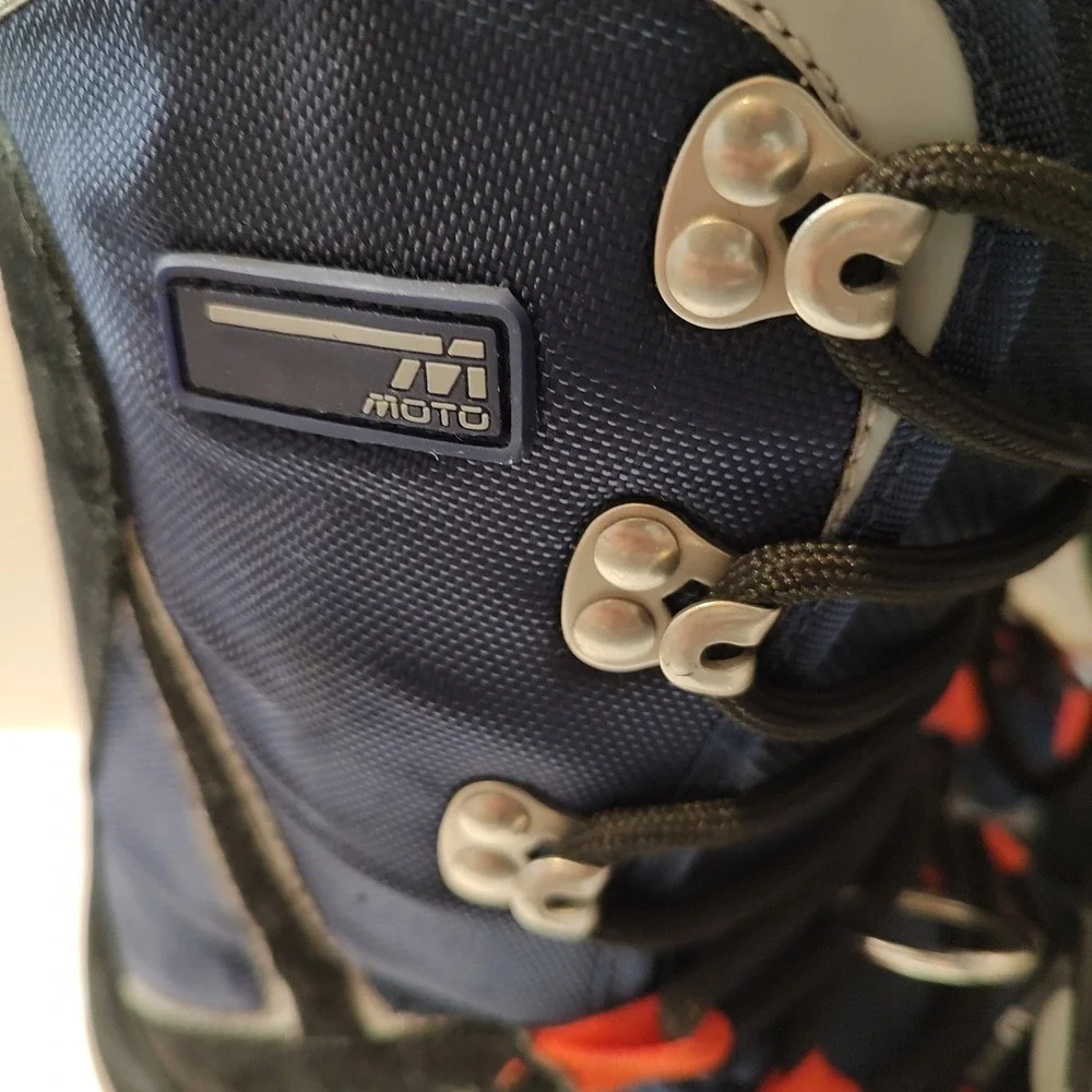 Mens Burton Moto Freestyle Snowboard Boots Sz 8 Black Blue Orange